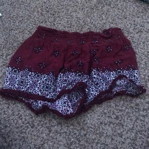 Red and white printed shorts